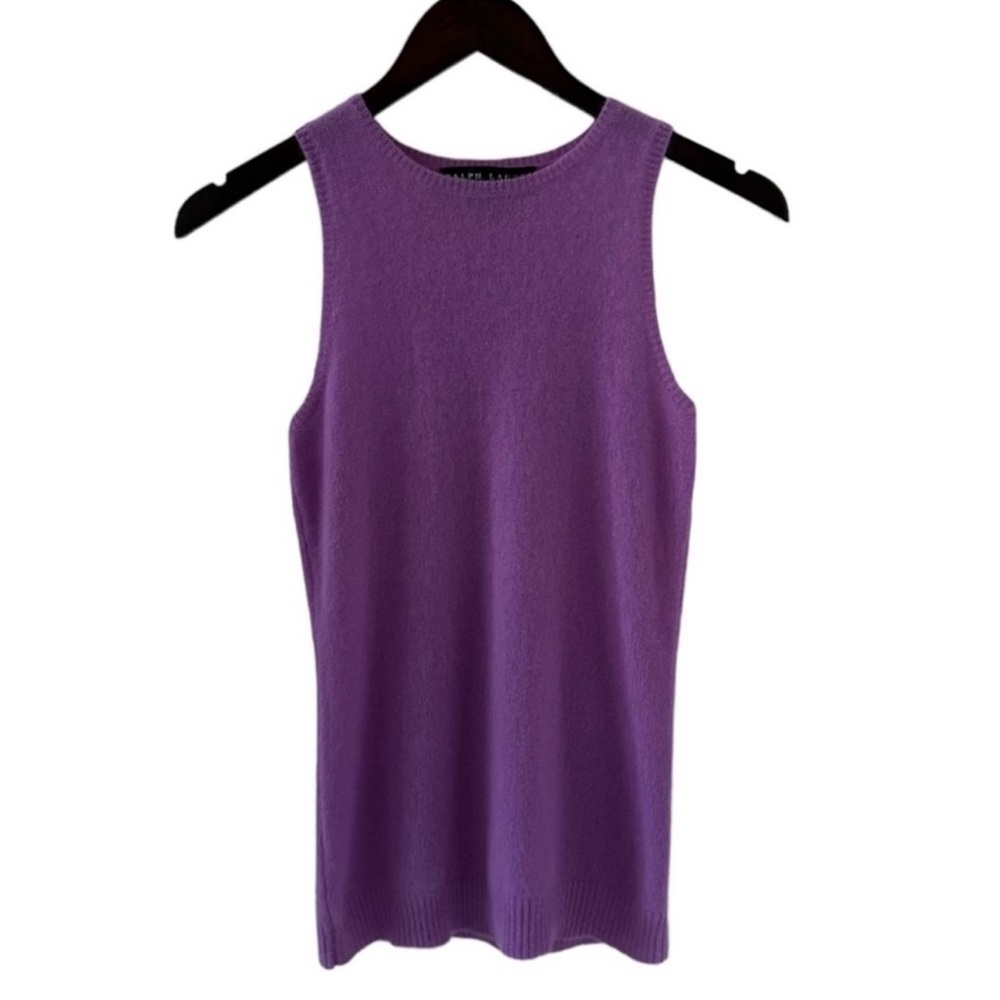 Ralph Lauren Black Label Purple Sleeveless Cashmere Sweater Size Small